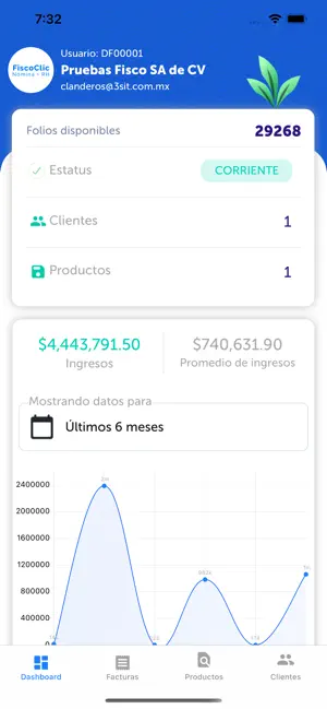 FiscoClic Electronic Invoicing App - Main Dashboard & CFDI Creation Interface